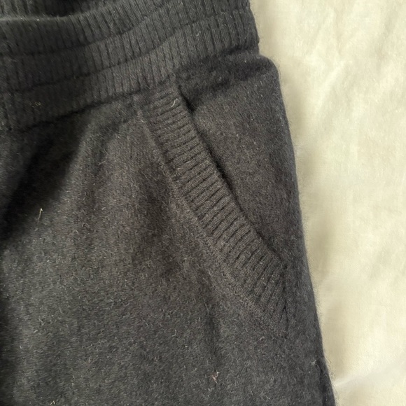 Nordstrom XL 100% cashmere Black Wide Leg Lounge Pants Women's Elastic - Picture 5 of 8